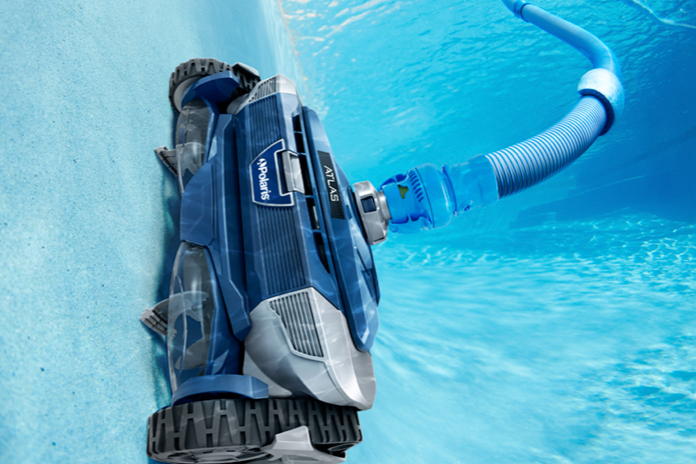 Suction Pool Cleaner Cleaning Pool Wall