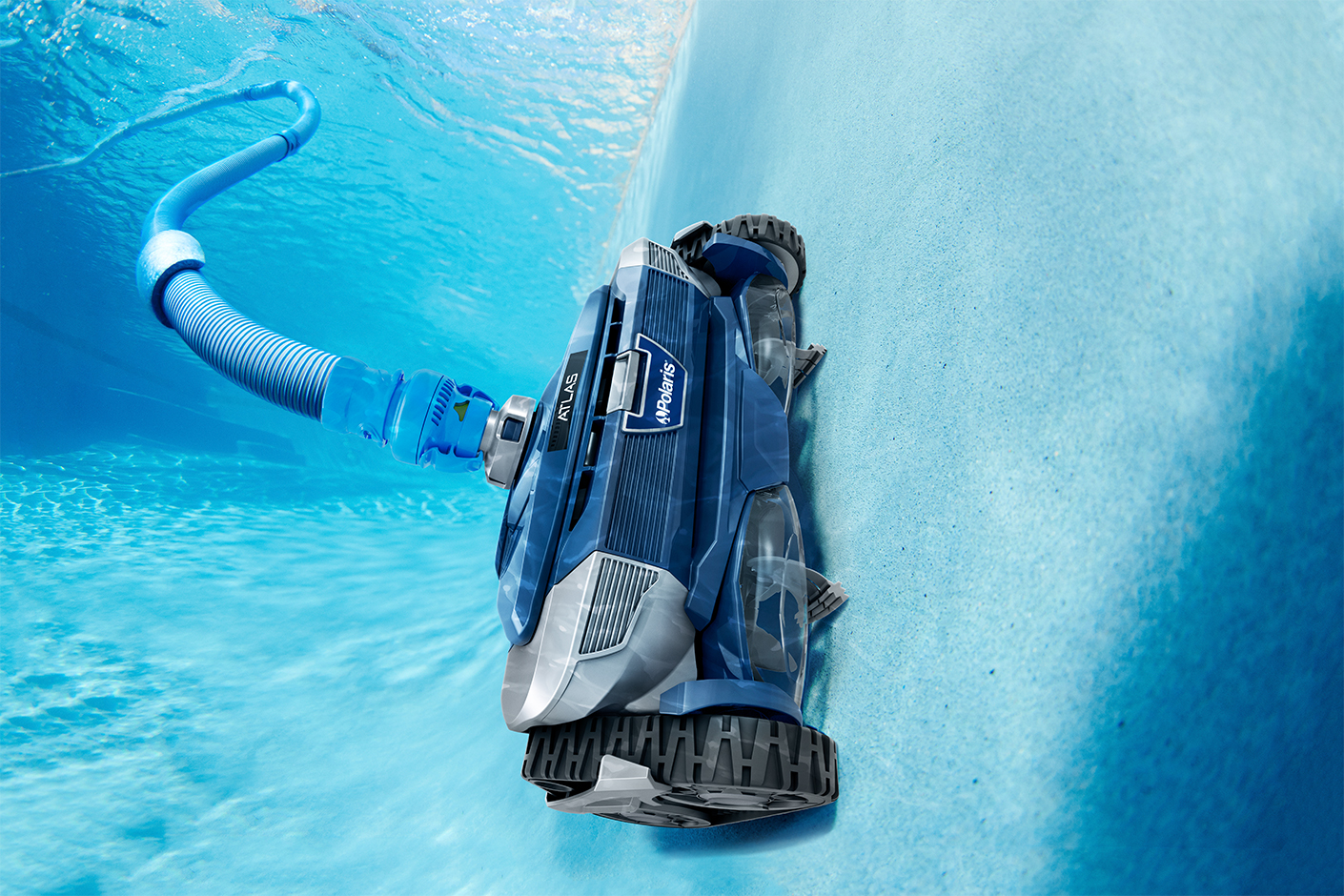 Suction Pool Cleaner Cleaning Pool Wall